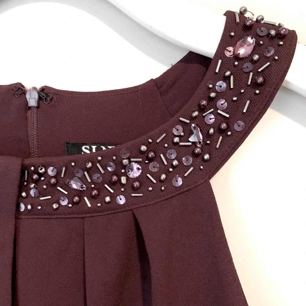 SLNY size 12 beaded halter neck sheath dress - Picture 11 of 16